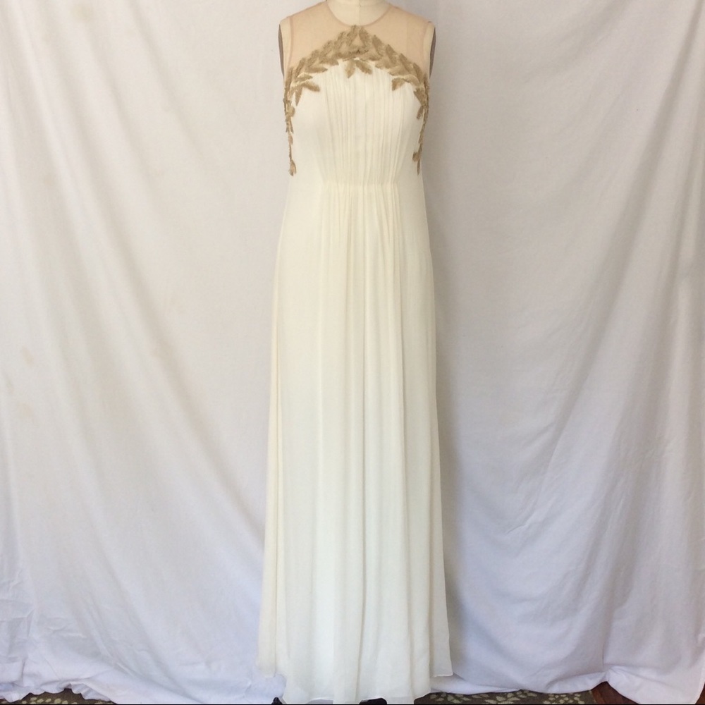 New Kay Unger Phoebe Couture white chiffon gown